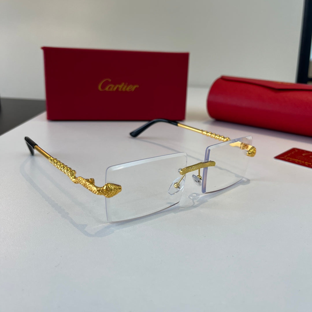 Cartier Lightweight Metal Rimless Silver Lens Sunglasses for Men & Wo - 399050