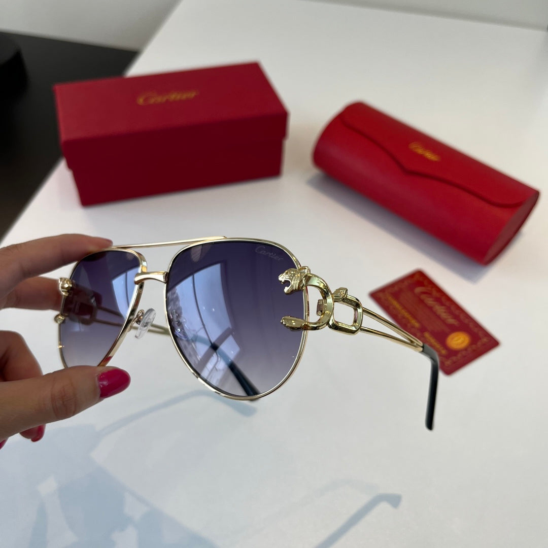 Cartier Lightweight Metal Rimless Blue Lens Sunglasses for Men & Wome - 358557 - detail image 9