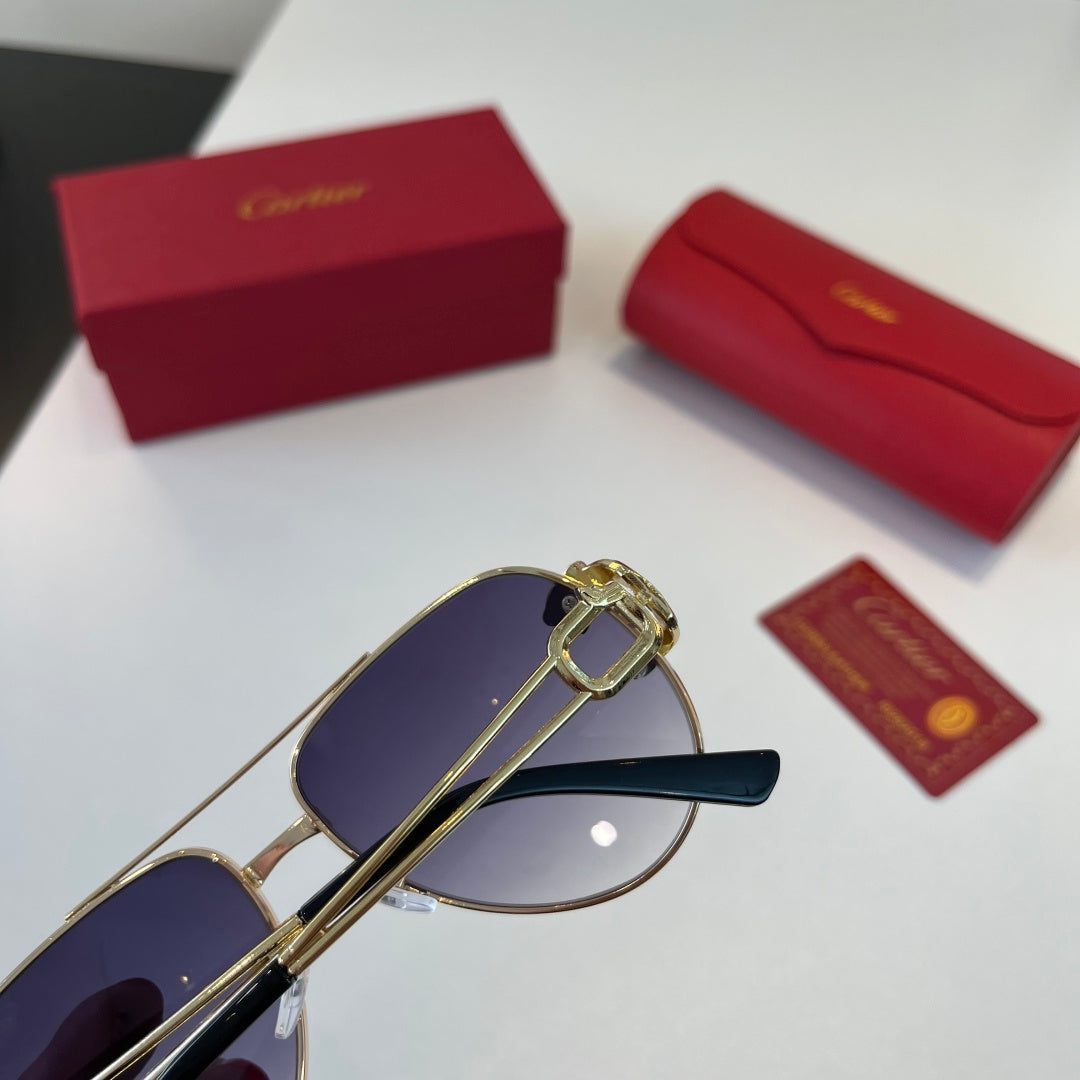 Cartier Lightweight Metal Rimless Blue Lens Sunglasses for Men & Wome - 358557 - detail image 10