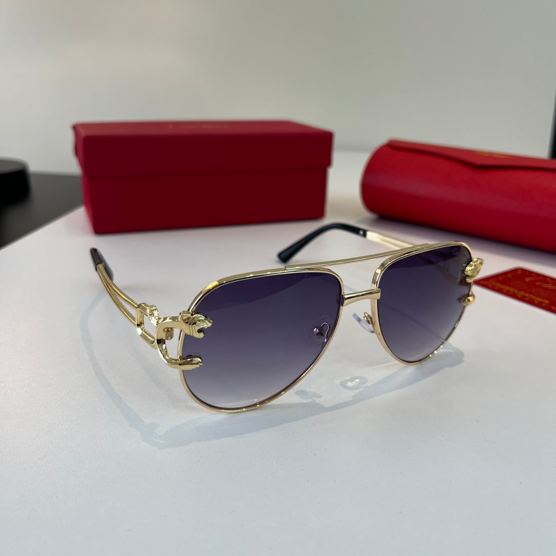Cartier Lightweight Metal Rimless Blue Lens Sunglasses for Men & Wome - 358557