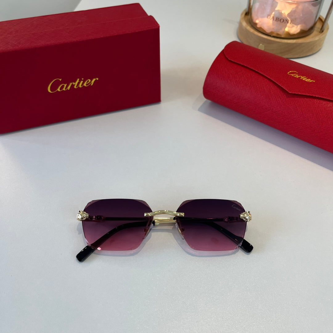Cartier Lightweight Metal Rimless Purple Lens Sunglasses for Men & Wo - 358558 - detail image 8