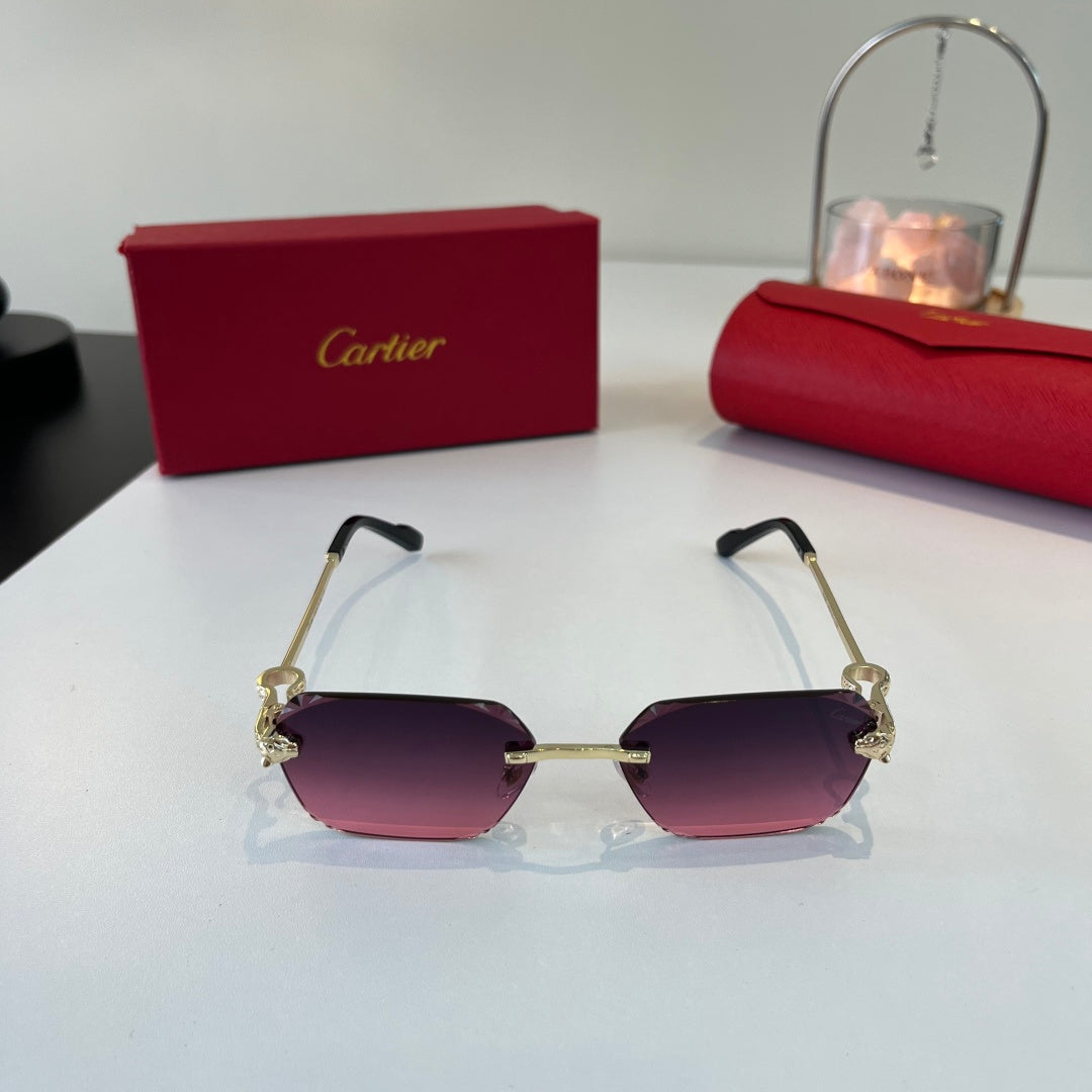 Cartier Lightweight Metal Rimless Purple Lens Sunglasses for Men & Wo - 399052 - detail image 2