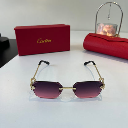 Cartier Lightweight Metal Rimless Purple Lens Sunglasses for Men & Wo - 358558 - detail image 2