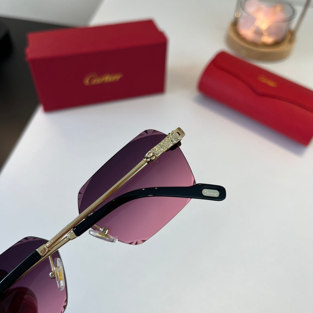 Cartier Lightweight Metal Rimless Purple Lens Sunglasses for Men & Wo - 358558 - detail image 6
