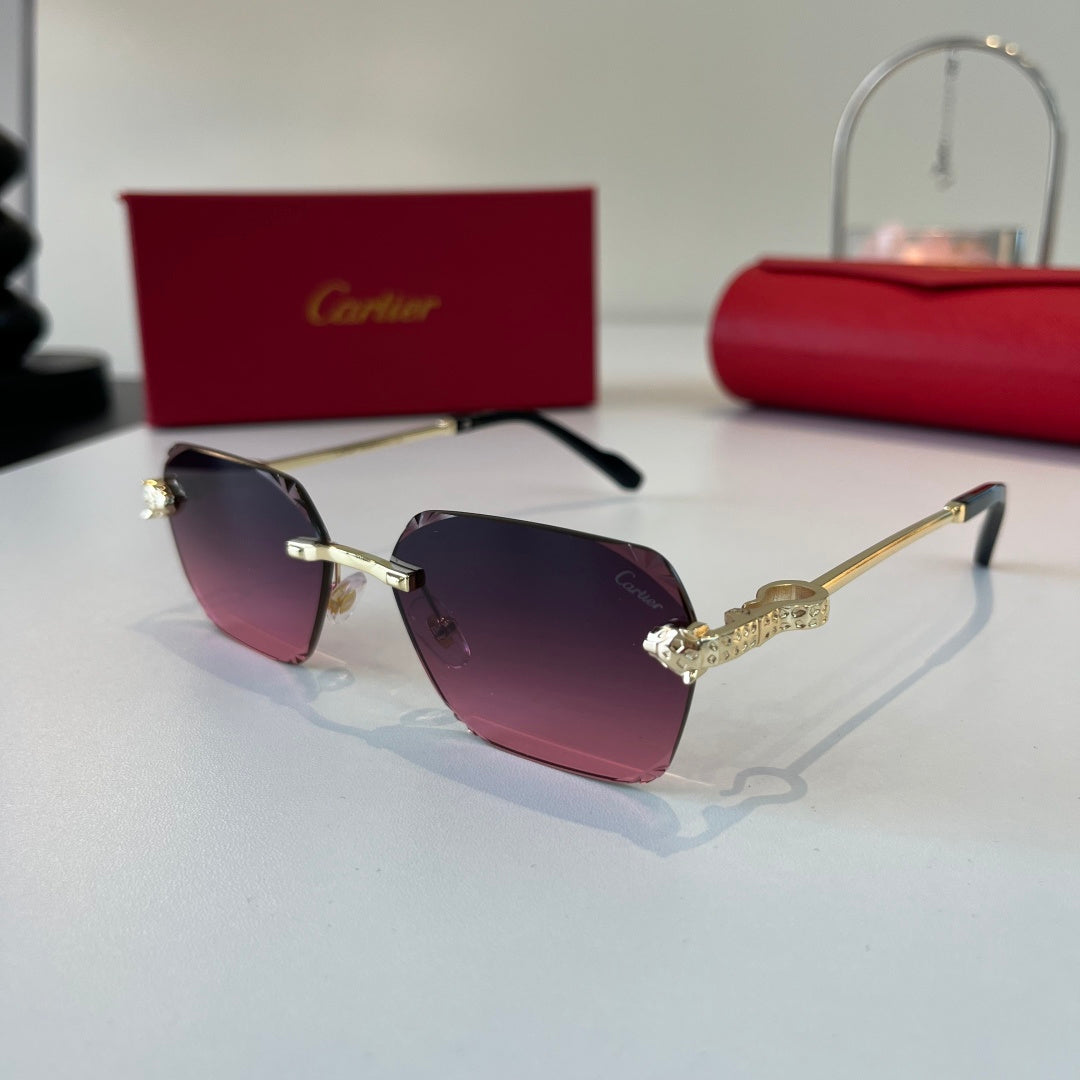 Cartier Lightweight Metal Rimless Purple Lens Sunglasses for Men & Wo - 358558 - detail image 3