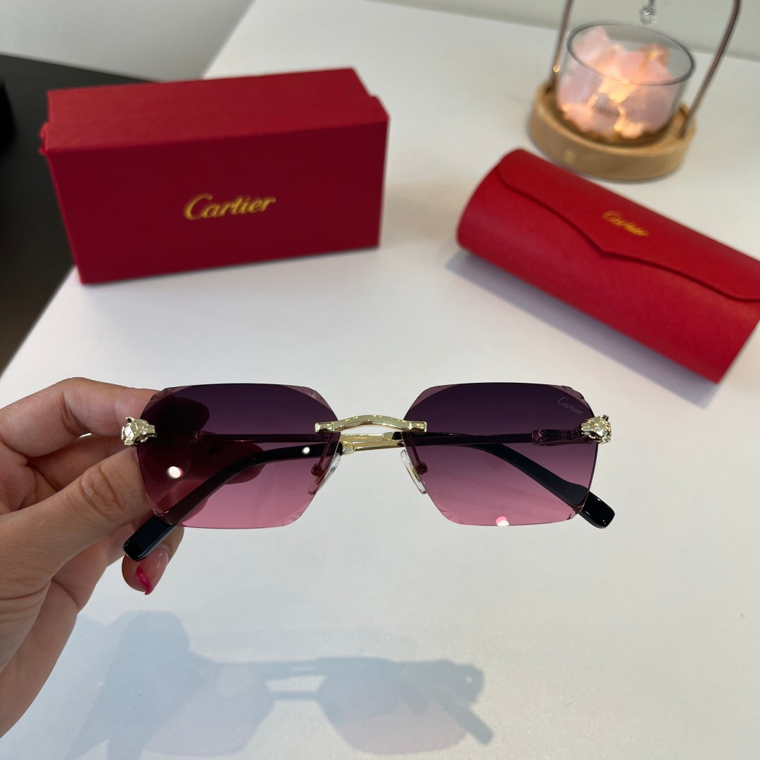 Cartier Lightweight Metal Rimless Purple Lens Sunglasses for Men & Wo - 358558 - detail image 4