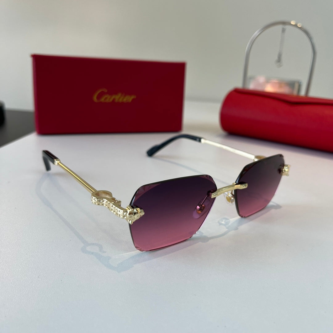 Cartier Lightweight Metal Rimless Purple Lens Sunglasses for Men & Wo - 358558