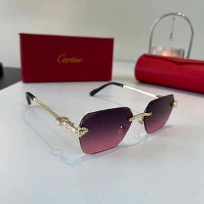 Cartier Lightweight Metal Rimless Purple Lens Sunglasses for Men & Wo - 358558