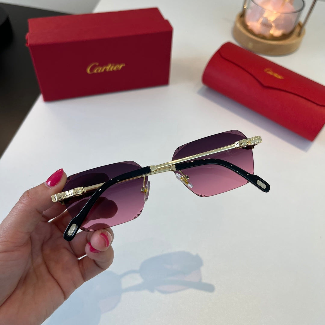 Cartier Lightweight Metal Rimless Purple Lens Sunglasses for Men & Wo - 399052 - detail image 7
