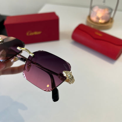 Cartier Lightweight Metal Rimless Purple Lens Sunglasses for Men & Wo - 399052 - detail image 5