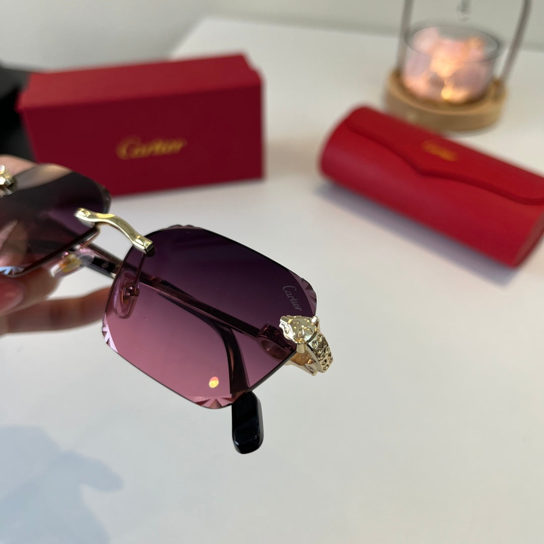 Cartier Lightweight Metal Rimless Purple Lens Sunglasses for Men & Wo - 358558 - detail image 5