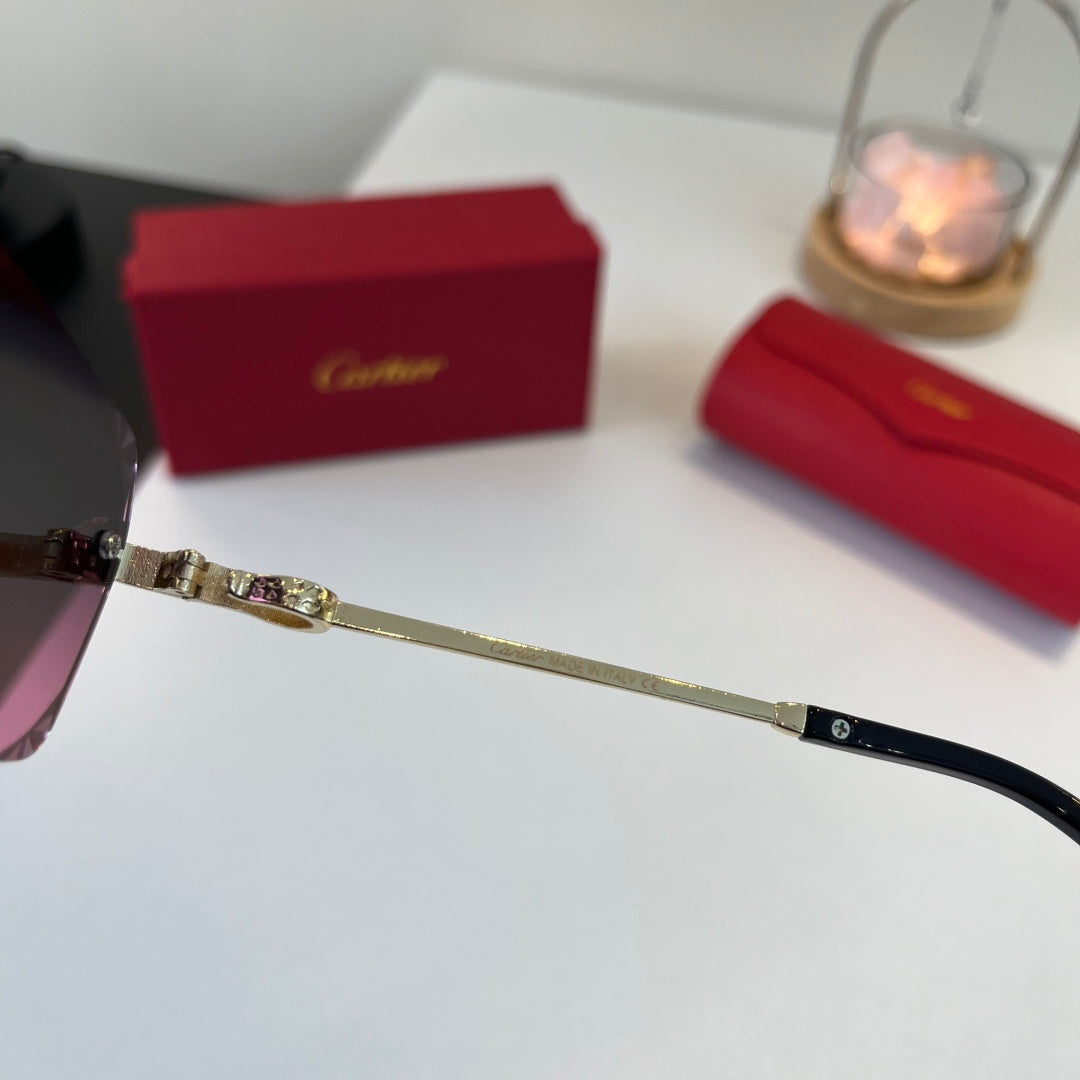 Cartier Lightweight Metal Rimless Purple Lens Sunglasses for Men & Wo - 358558 - detail image 10