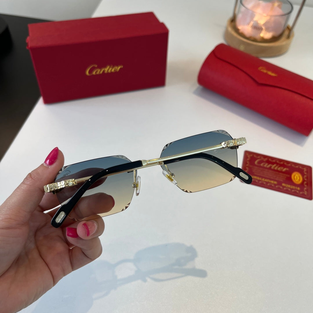 Cartier Lightweight Metal Rimless Silver Lens Sunglasses for Men & Wo - 358549 - detail image 9