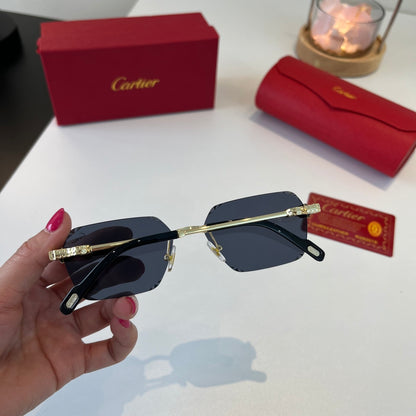 Cartier Lightweight Metal Rimless Blue Lens Sunglasses for Men & Wome - 399055 - detail image 8