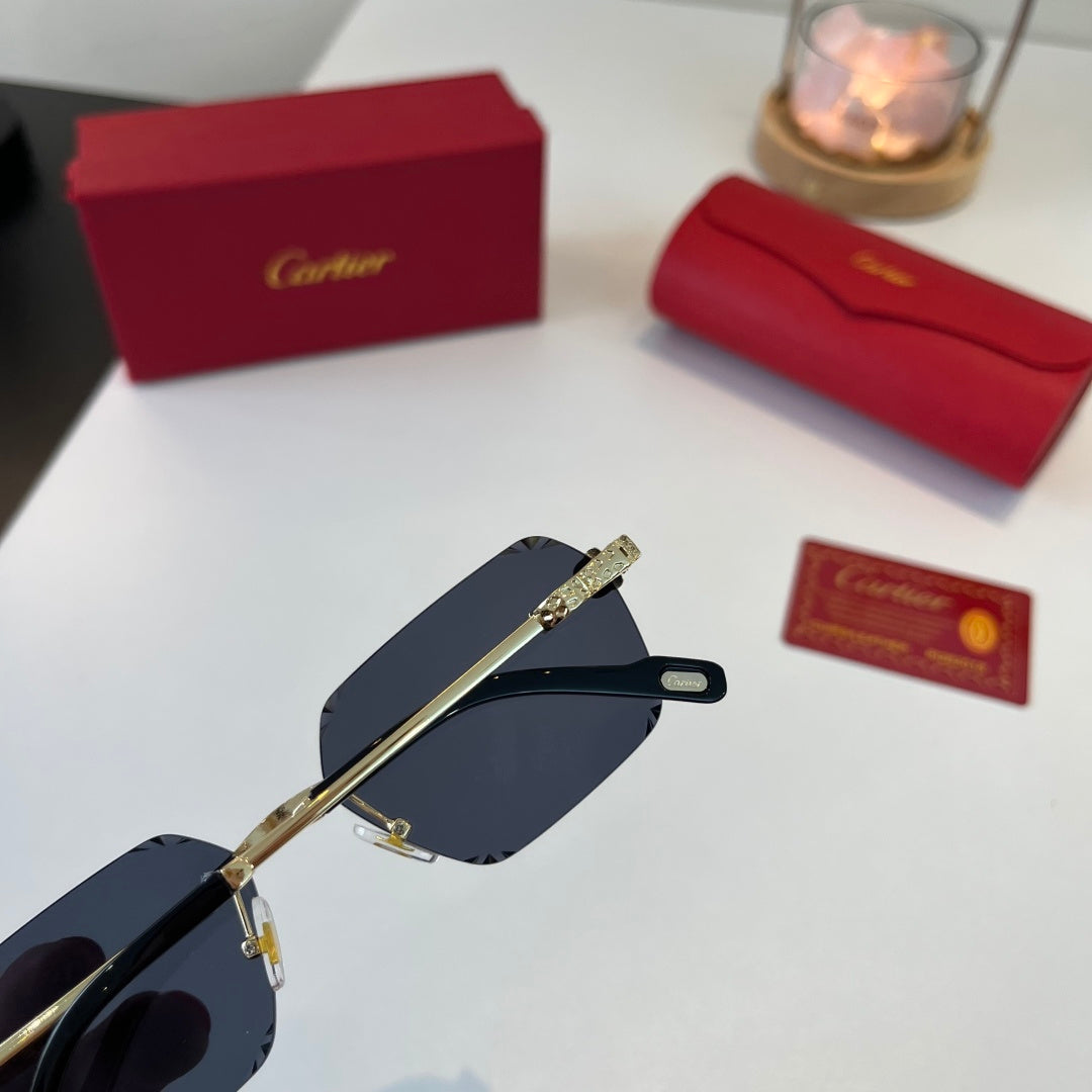 Cartier Lightweight Metal Rimless Blue Lens Sunglasses for Men & Wome - 358550 - detail image 7