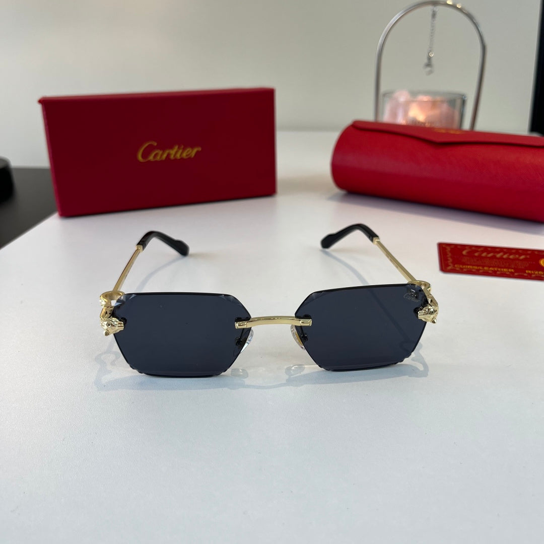 Cartier Lightweight Metal Rimless Blue Lens Sunglasses for Men & Wome - 399055 - detail image 2