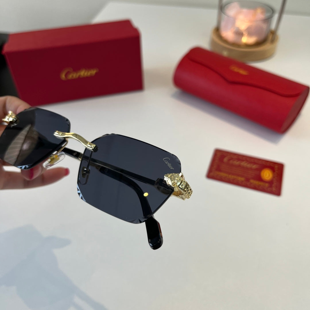 Cartier Lightweight Metal Rimless Blue Lens Sunglasses for Men & Wome - 399055 - detail image 6