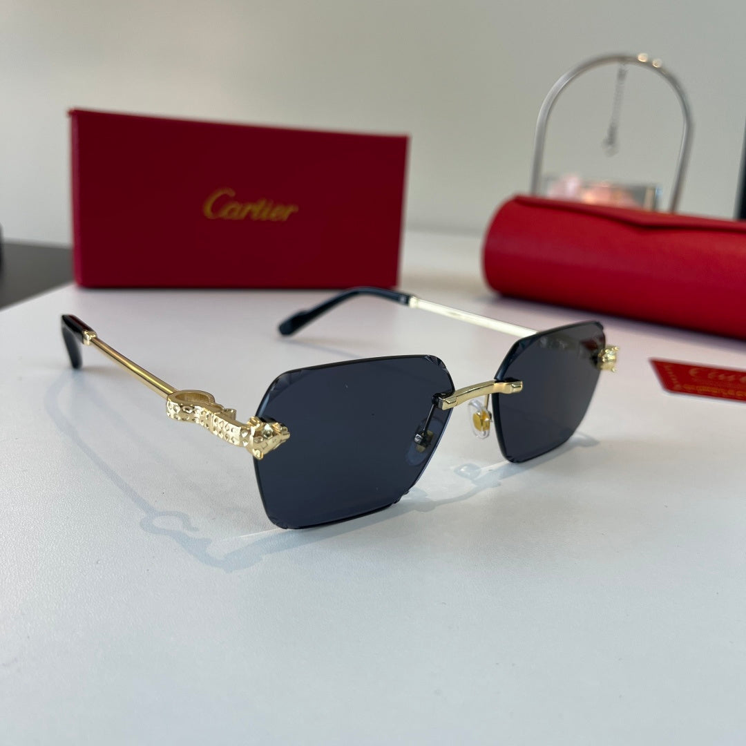 Cartier Lightweight Metal Rimless Blue Lens Sunglasses for Men & Wome - 358550