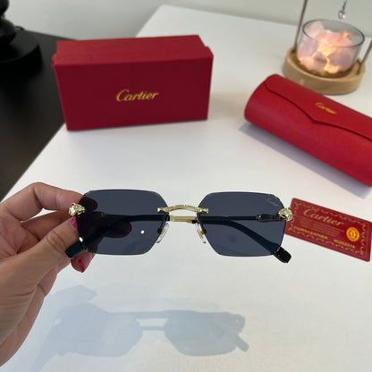Cartier Lightweight Metal Rimless Blue Lens Sunglasses for Men & Wome - 399055 - detail image 4