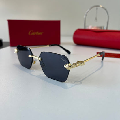Cartier Lightweight Metal Rimless Blue Lens Sunglasses for Men & Wome - 399055 - detail image 3
