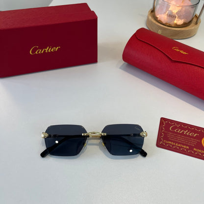 Cartier Lightweight Metal Rimless Blue Lens Sunglasses for Men & Wome - 358550 - detail image 5