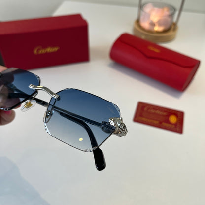 Cartier Lightweight Metal Rimless Blue Lens Sunglasses for Men & Wome - 358551 - detail image 7