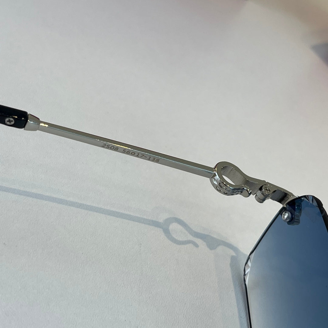 Cartier Lightweight Metal Rimless Blue Lens Sunglasses for Men & Wome - 358551 - detail image 10