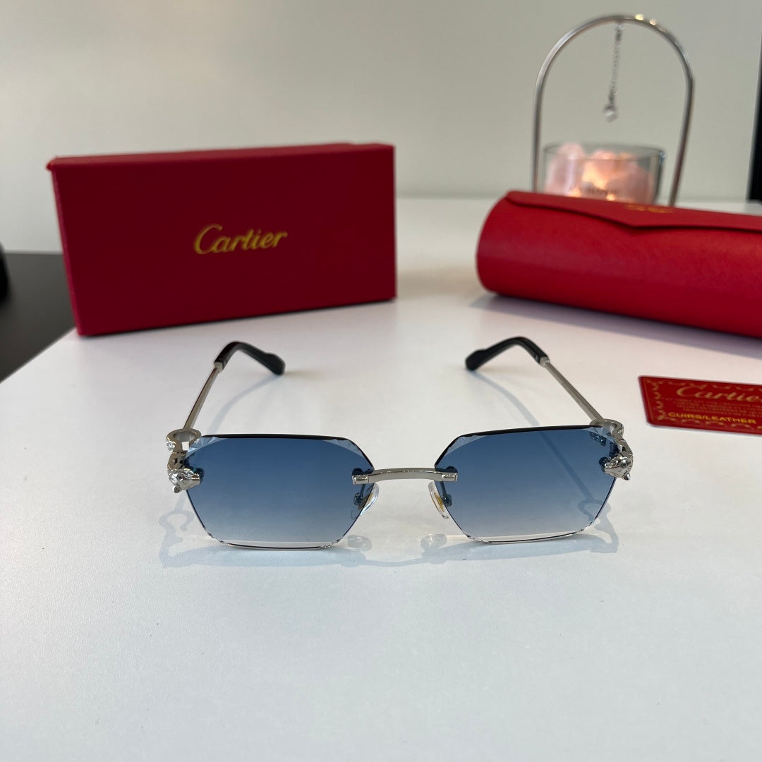 Cartier Lightweight Metal Rimless Blue Lens Sunglasses for Men & Wome - 358551 - detail image 2