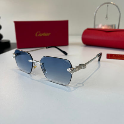 Cartier Lightweight Metal Rimless Blue Lens Sunglasses for Men & Wome - 399056 - detail image 3