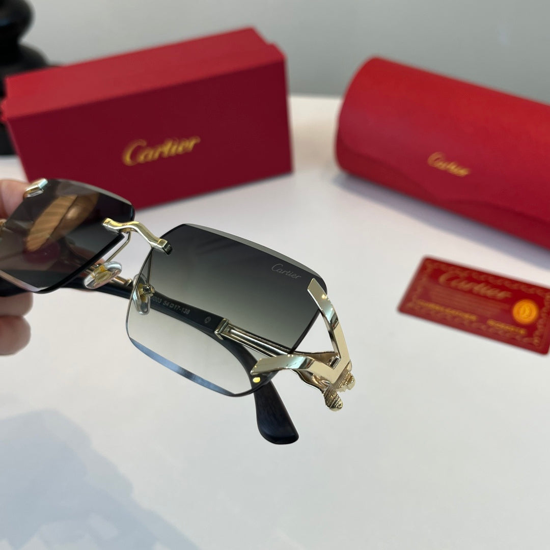 Cartier Lightweight Metal Rimless Silver Lens Sunglasses for Men & Wo - 487380 - detail image 5