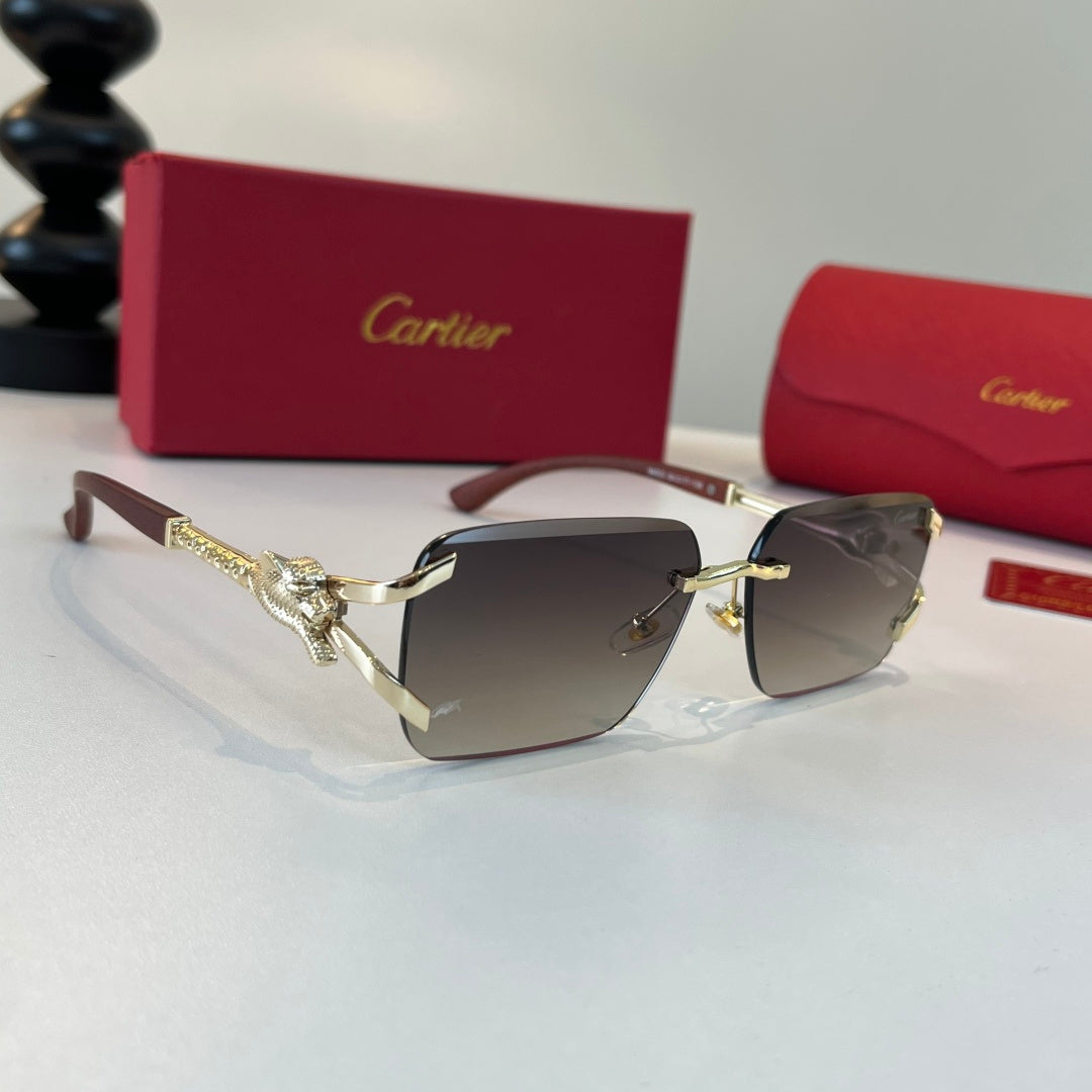 Cartier Lightweight Metal Rimless Silver Lens Sunglasses for Men & Wo - 487381