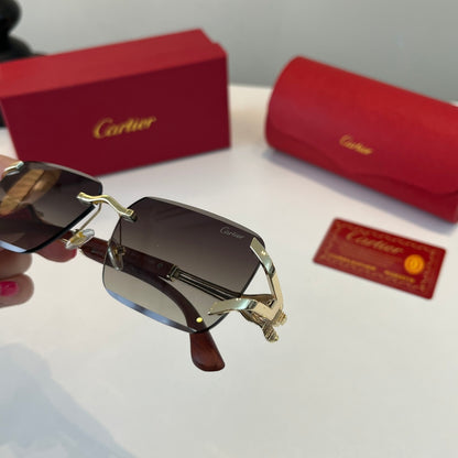 Cartier Lightweight Metal Rimless Silver Lens Sunglasses for Men & Wo - 415904 - detail image 7