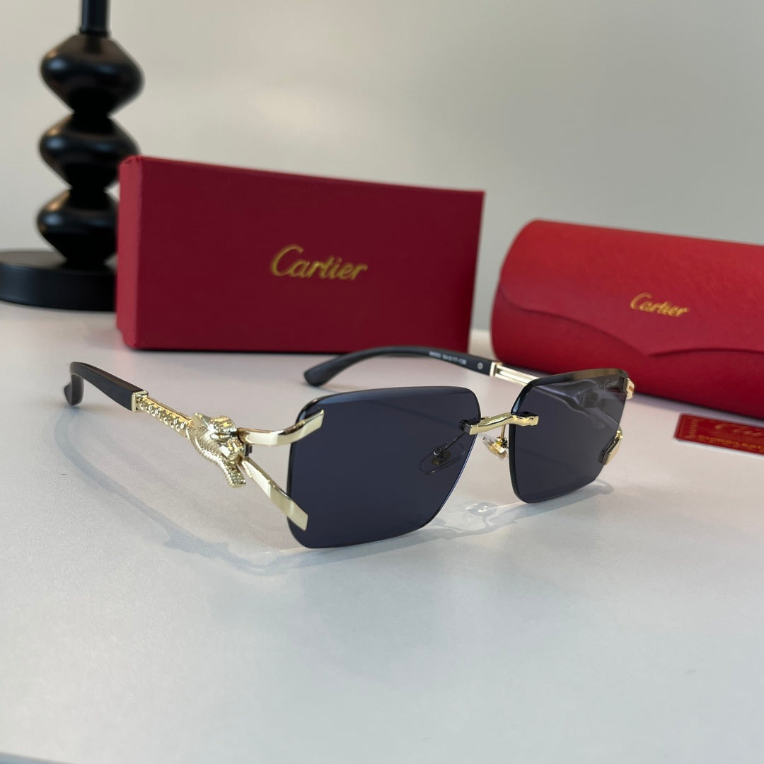Cartier Lightweight Metal Rimless Red Lens Sunglasses for Men & Women - 415905