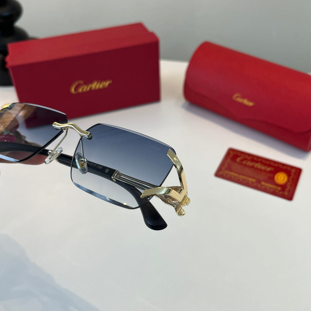Cartier Lightweight Metal Rimless Silver Lens Sunglasses for Men & Wo - 415906 - detail image 6