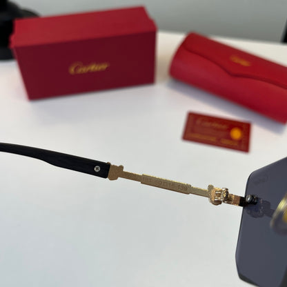 Cartier Lightweight Metal Rimless Blue Lens Sunglasses for Men & Wome - 487386 - detail image 8