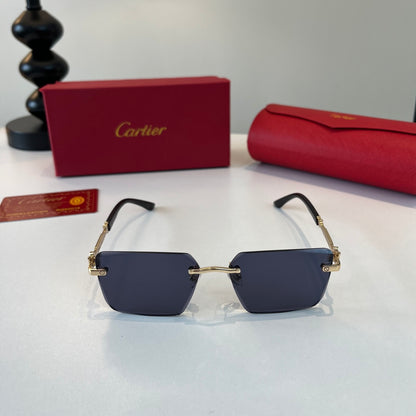 Cartier Lightweight Metal Rimless Blue Lens Sunglasses for Men & Wome - 487386 - detail image 2