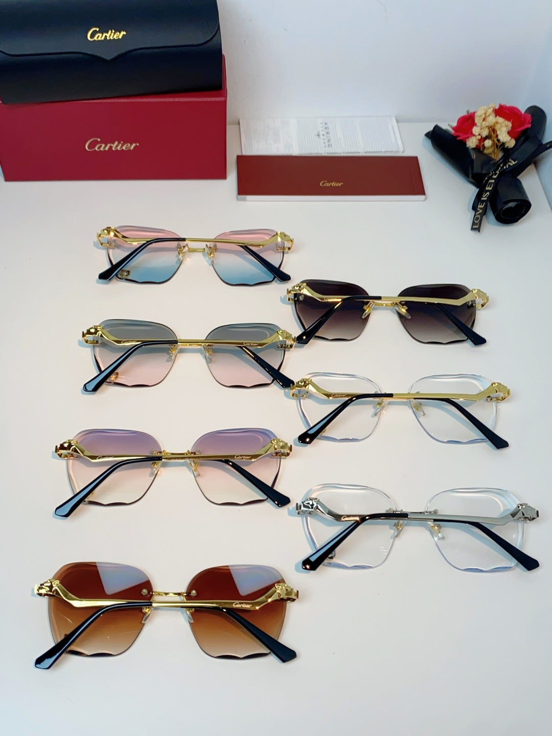Cartier Photochromic Rimless Red Lens Sunglasses for Men & Women - 372219 - detail image 11