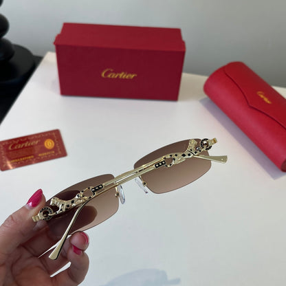 Cartier Lightweight Metal Rimless Brown Lens Sunglasses for Men & Wom - 493682 - detail image 8