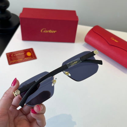 Cartier Lightweight Metal Rimless Blue Lens Sunglasses for Men & Wome - 493691 - detail image 8