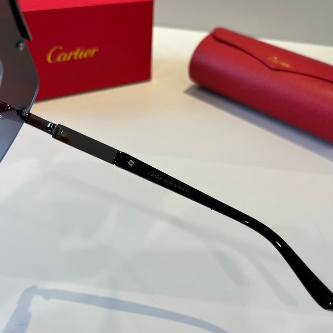Cartier Lightweight Metal Rimless Blue Lens Sunglasses for Men & Wome - 487284 - detail image 9
