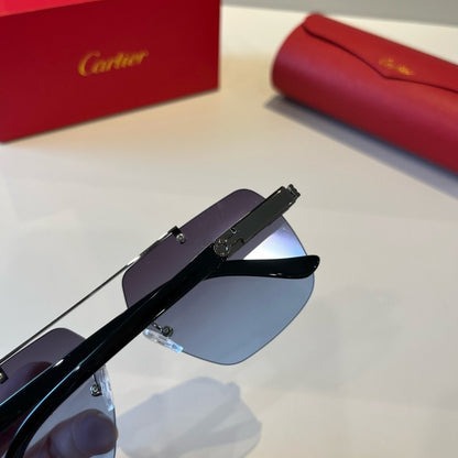 Cartier Lightweight Metal Rimless Blue Lens Sunglasses for Men & Wome - 487284 - detail image 5