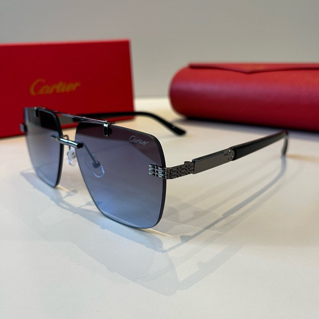 Cartier Lightweight Metal Rimless Blue Lens Sunglasses for Men & Wome - 415926 - detail image 3
