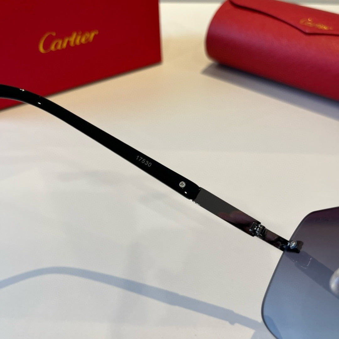 Cartier Lightweight Metal Rimless Blue Lens Sunglasses for Men & Wome - 415926 - detail image 10
