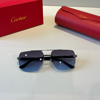 Cartier Lightweight Metal Rimless Blue Lens Sunglasses for Men & Wome - 415926 - detail image 7