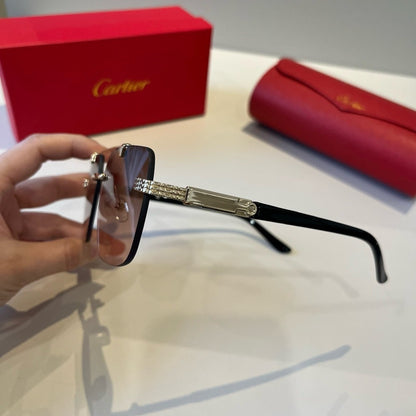 Cartier Lightweight Metal Rimless Brown Lens Sunglasses for Men & Wom - 415927 - detail image 4