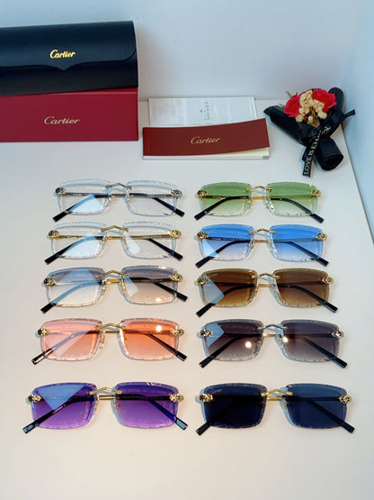 Cartier Lightweight Rimless Blue Lens Sunglasses for Men & Women - 487363 - detail image 12