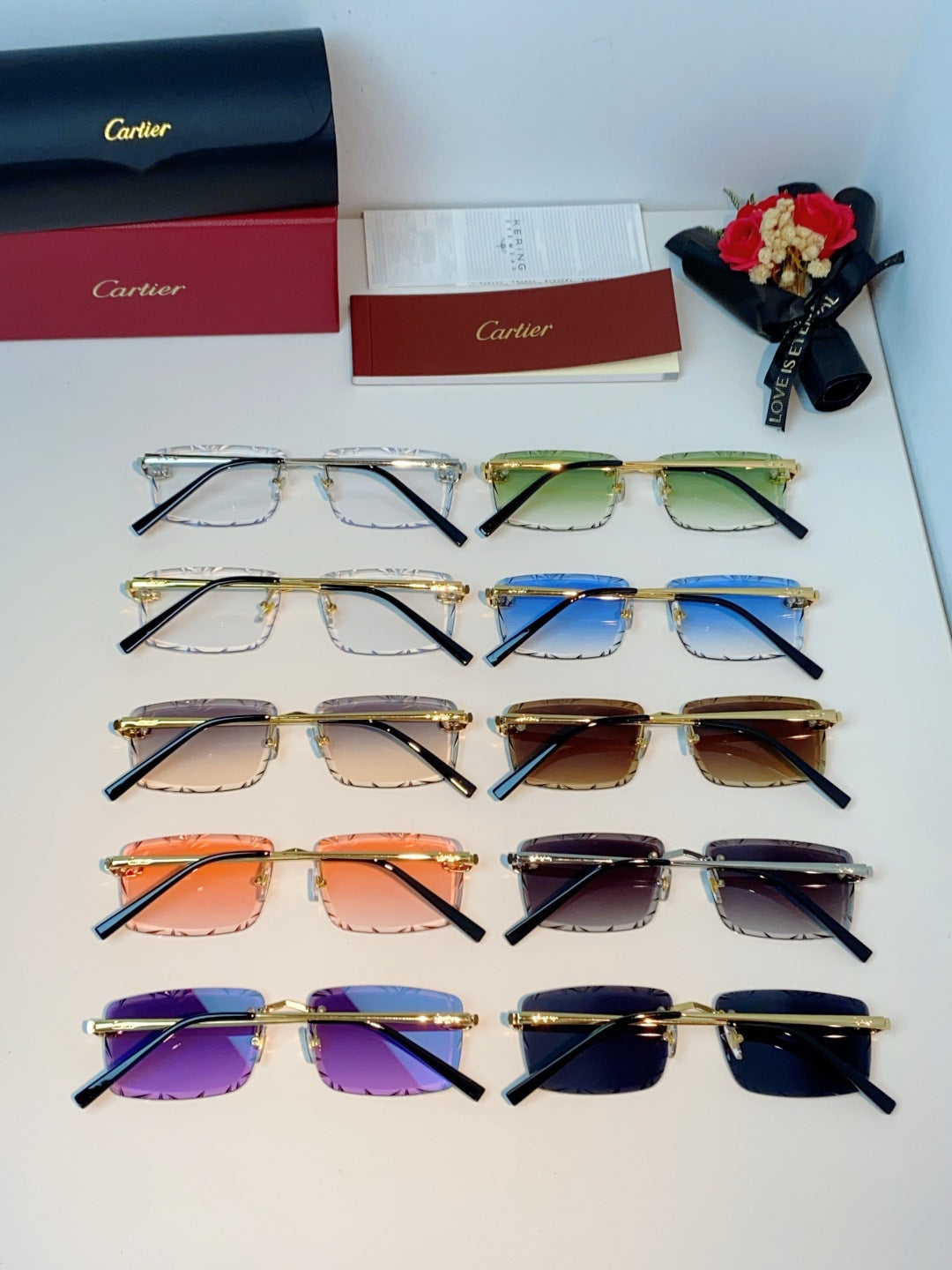 Cartier Lightweight Rimless Gray Lens Sunglasses for Men & Women - 487366 - detail image 11