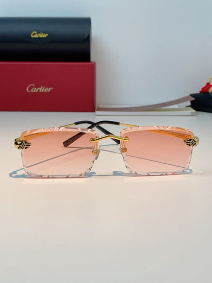 Cartier Lightweight Rimless Pink Lens Sunglasses for Men & Women - detail image 2
