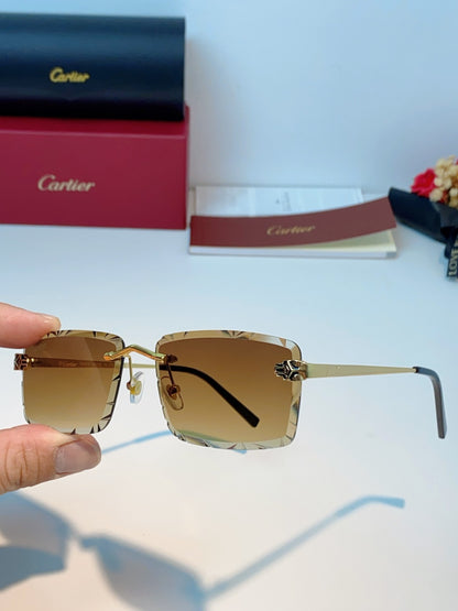 Cartier Lightweight Rimless Orange Lens Sunglasses for Men & Women - 487364 - detail image 6