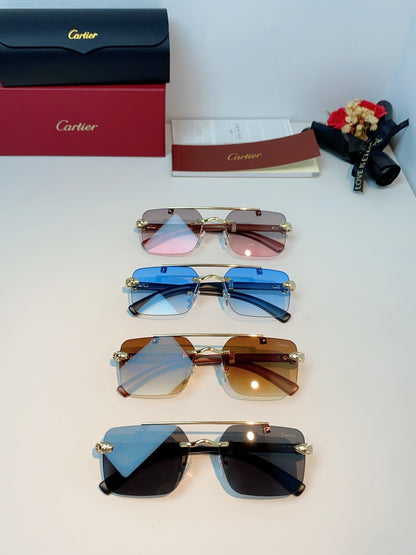 Cartier Lightweight Rimless Blue Lens Sunglasses for Men & Women - 487315 - detail image 12